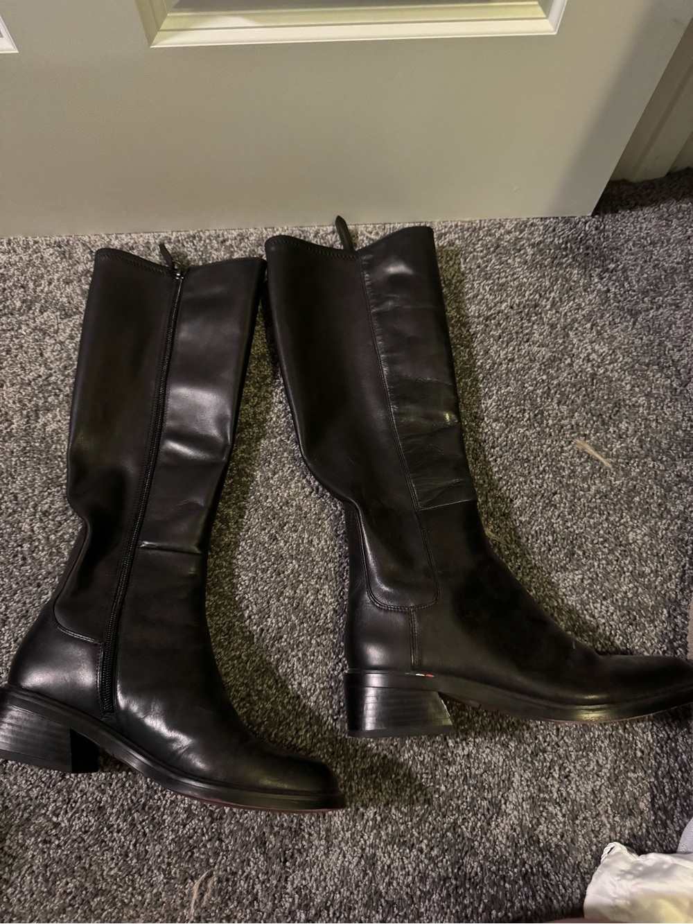 Franco Sarto Black Leather Knee High Riding Boots